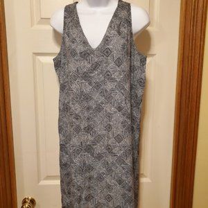 Black and white sleeveless dress with geometric pattern Sz L Tall